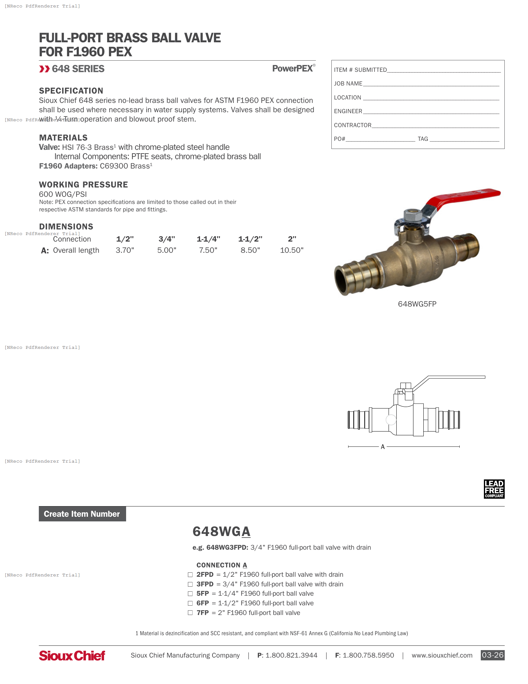 648 SERIES - F1960 POWERPEX FULL-PORT BALL VALVE - SPEC SHEET.PDF Specification Document